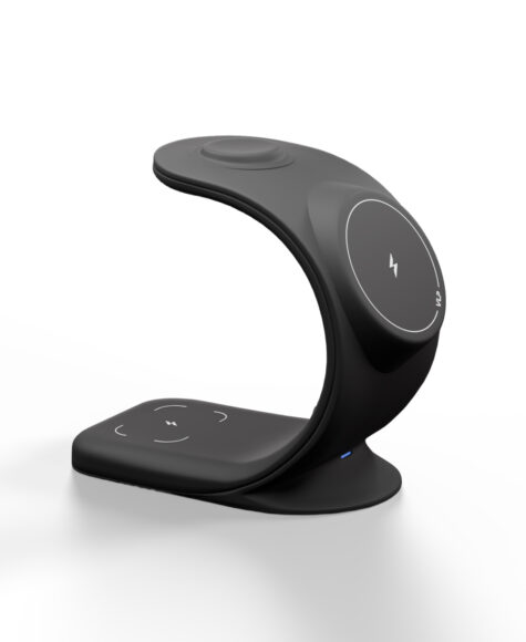 Беспроводное зарядное устройство VLP Powerstand 3in1 Qi2 для Apple Watch, черное