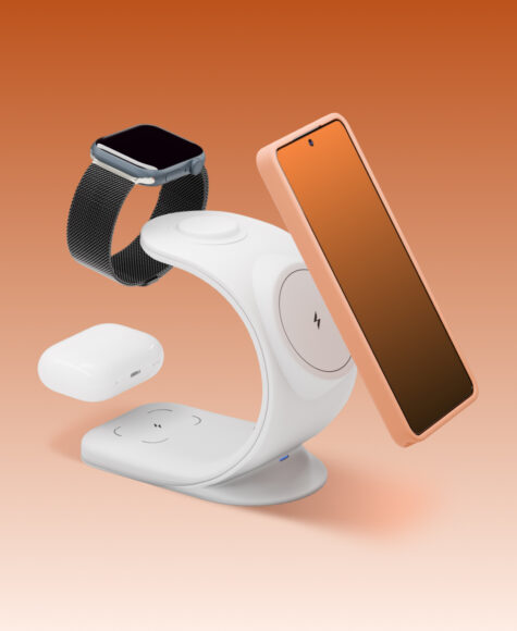 Беспроводное зарядное устройство VLP Powerstand 3in1 Qi2 для Apple Watch, белое
